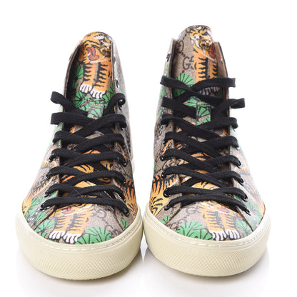 Gucci GG Supreme Monogram Bengal Mens High Top Sneakers 6 Beige Yard 2 of 7