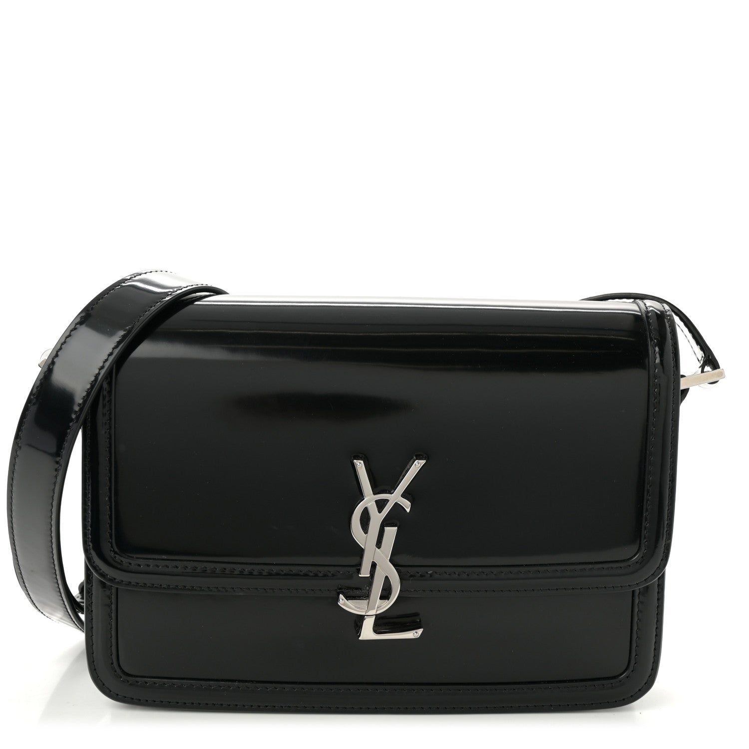 Saint Laurent Patent Calfskin Monogram Medium Solferino Satchel Black 1 of 11