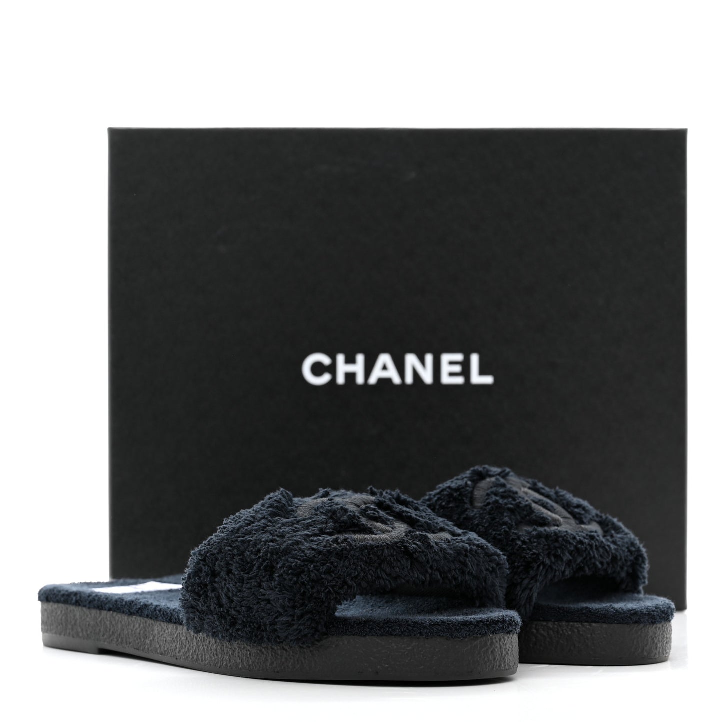 Terry CC Flat Mules Sandals 40 Navy