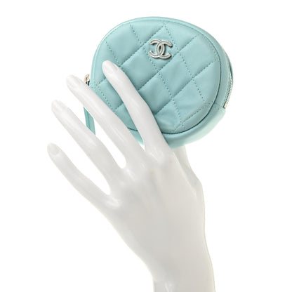 Chanel Lambskin Quilted Zip Around Classic Coin Purse Light Blue 2 of 9