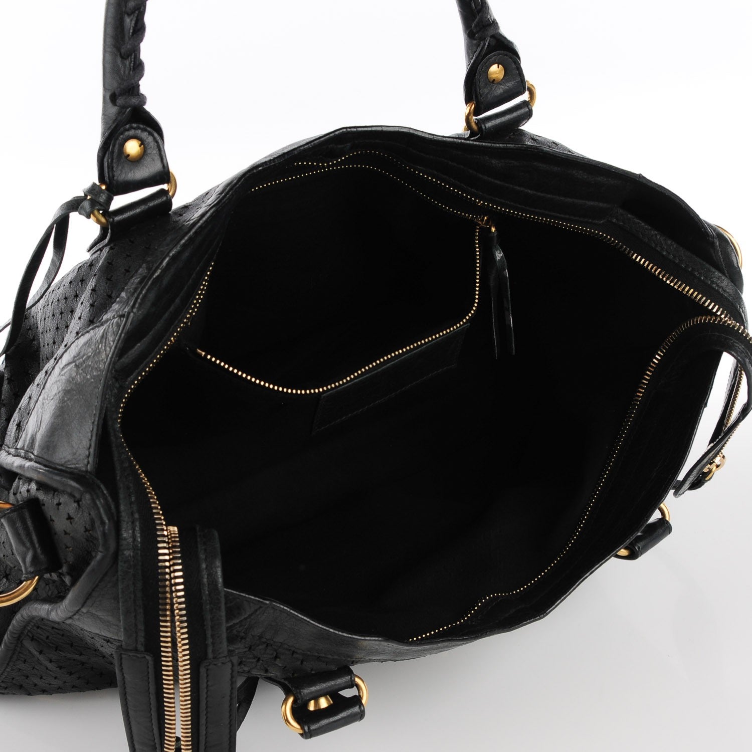 Balenciaga Agneau Laser Cut Cross Classic Gold Hardware City Black 10 of 14
