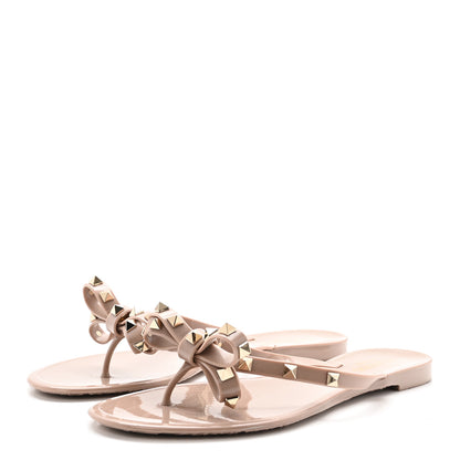 Valentino Garavani PVC Jelly Rockstud Bow Thong Sandals 41 Poudre 4 of 8