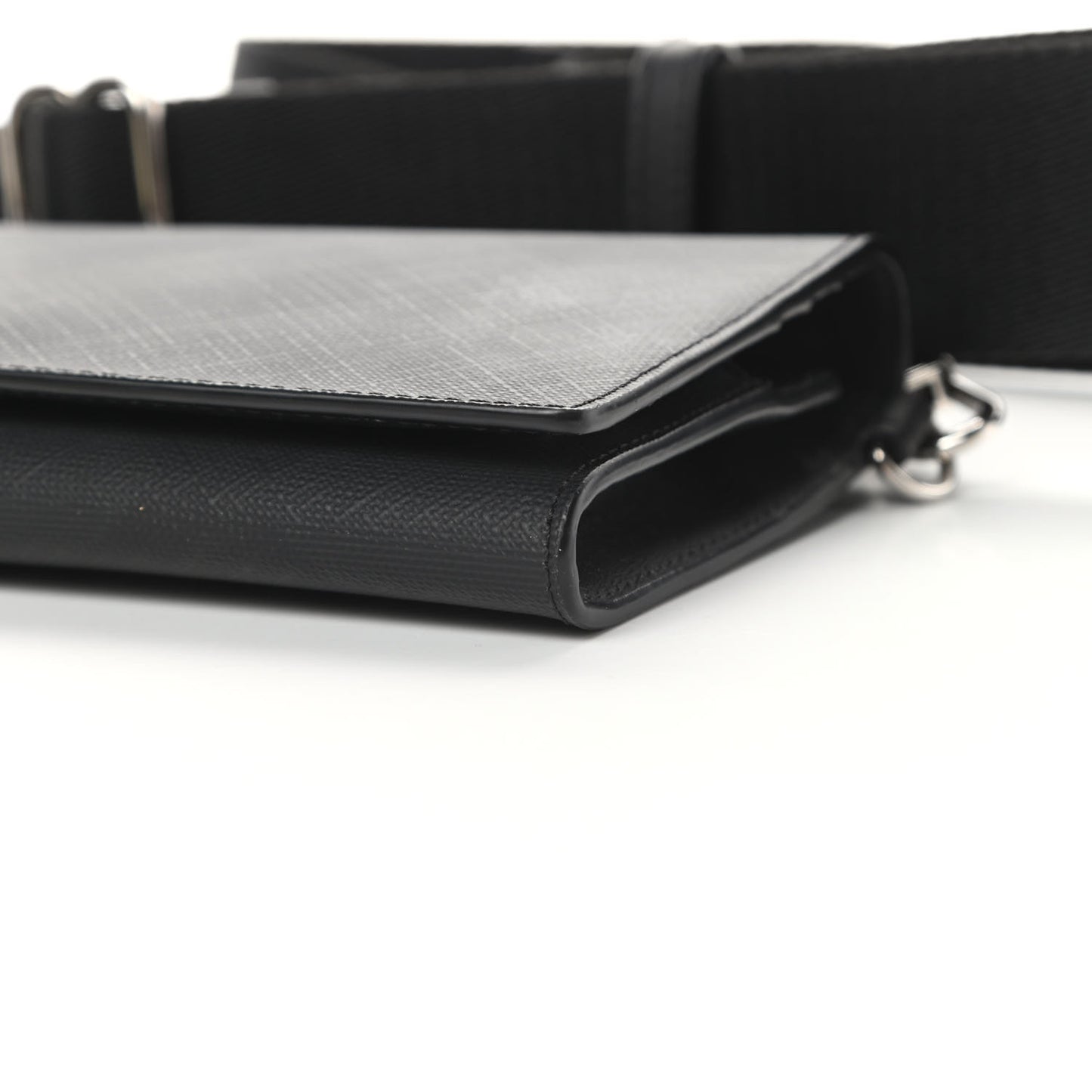 London Check Wallet with Detachable Strap Charcoal