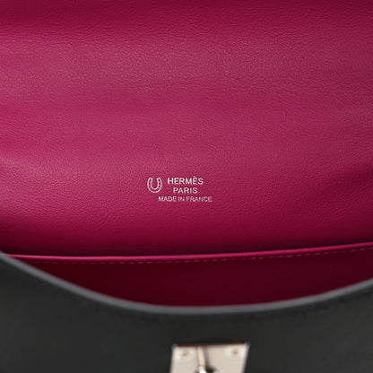 Hermes Swift Horseshoe Kelly Pochette Clutch Black Rose Pourpre 6 of 10