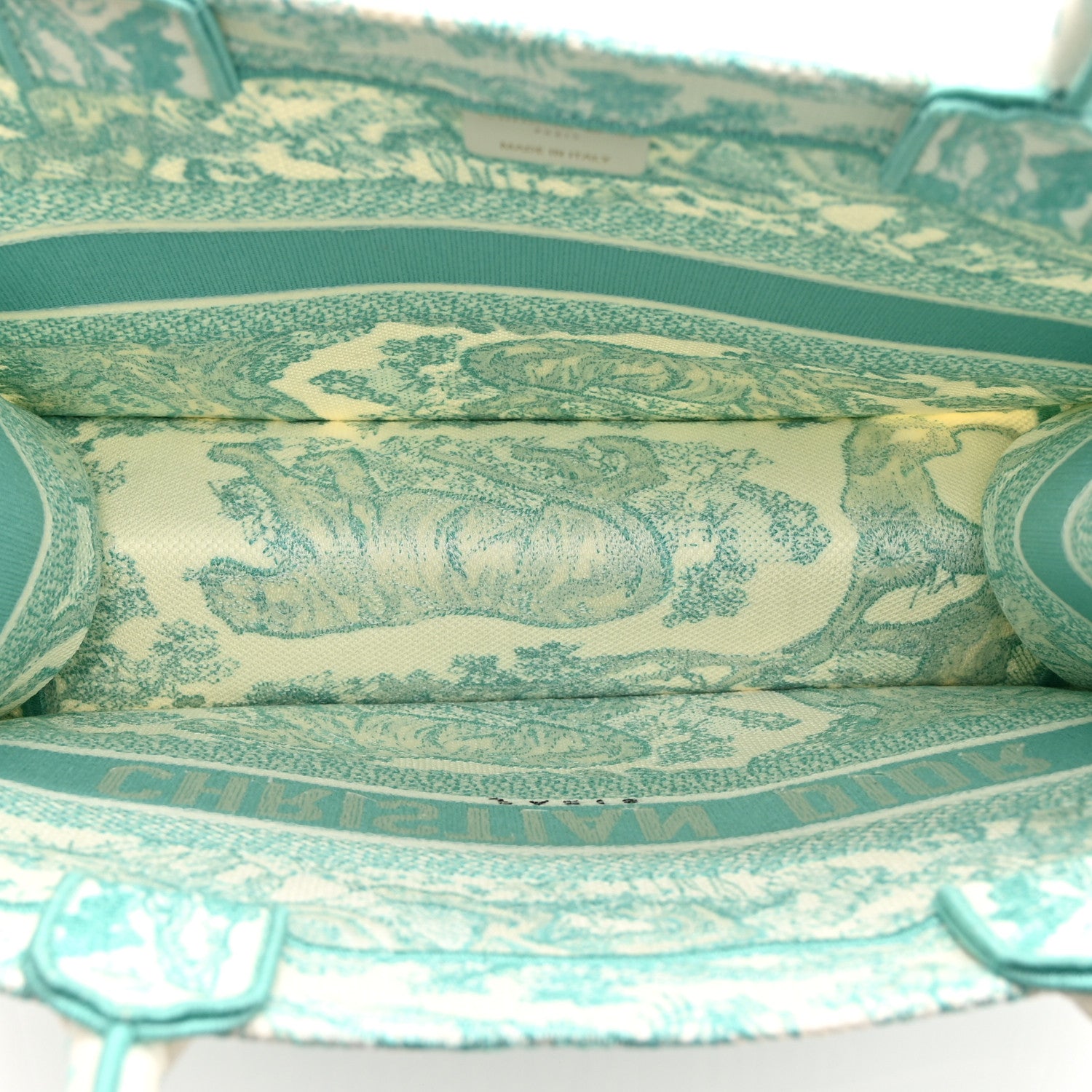 Christian Dior Canvas Embroidered Medium Dioriviera Toile De Jouy Book Tote Aquamarina 5 of 10