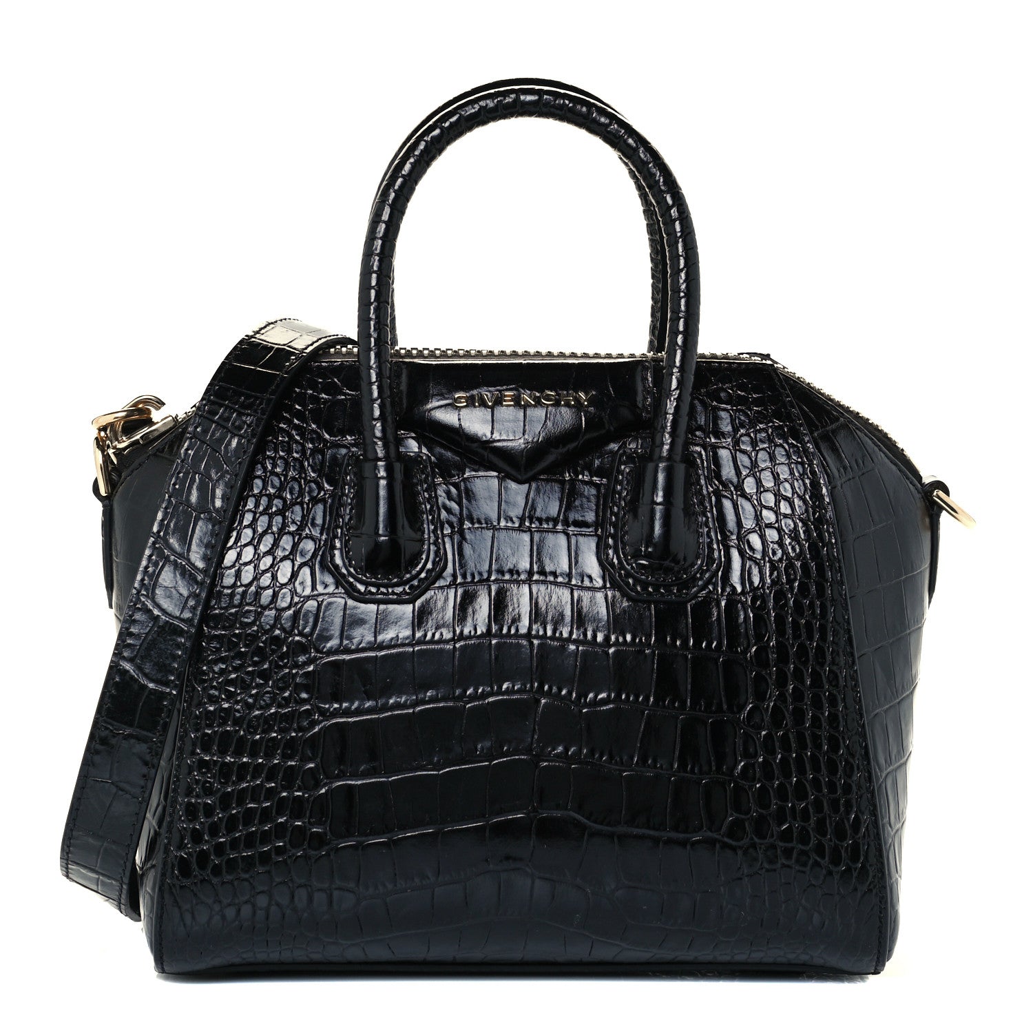 Givenchy Calfskin Crocodile Embossed Mini Antigona Black 1 of 11