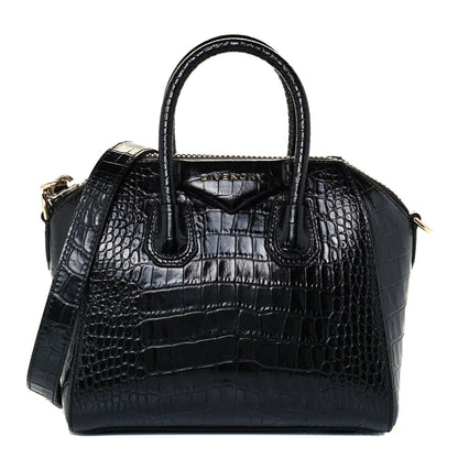 Givenchy Calfskin Crocodile Embossed Mini Antigona Black 1 of 11