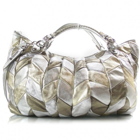 Miu Miu Nappa Leather Patchwork Tote Metallic 1 of 10