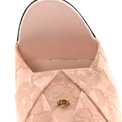 Gucci Satin Lace Rose Flower Shawana High Heel Slide Sandals 36.5 Spring Rose Pale Rose 9 of 12