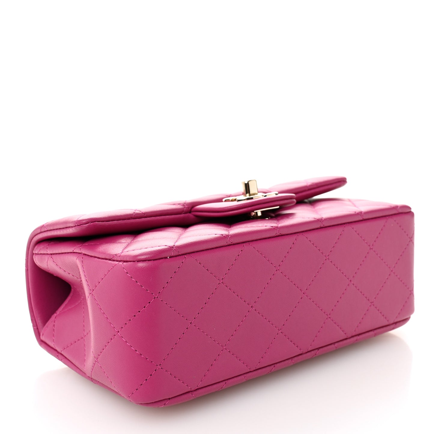 Lambskin Quilted Mini Top Handle Rectangular Flap Fuchsia