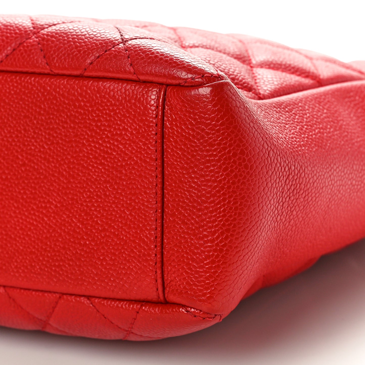 Caviar Quilted Petit Shopping Tote PST Red