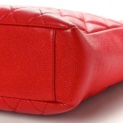 Chanel Caviar Quilted Petit Shopping Tote PST Red 10 of 11