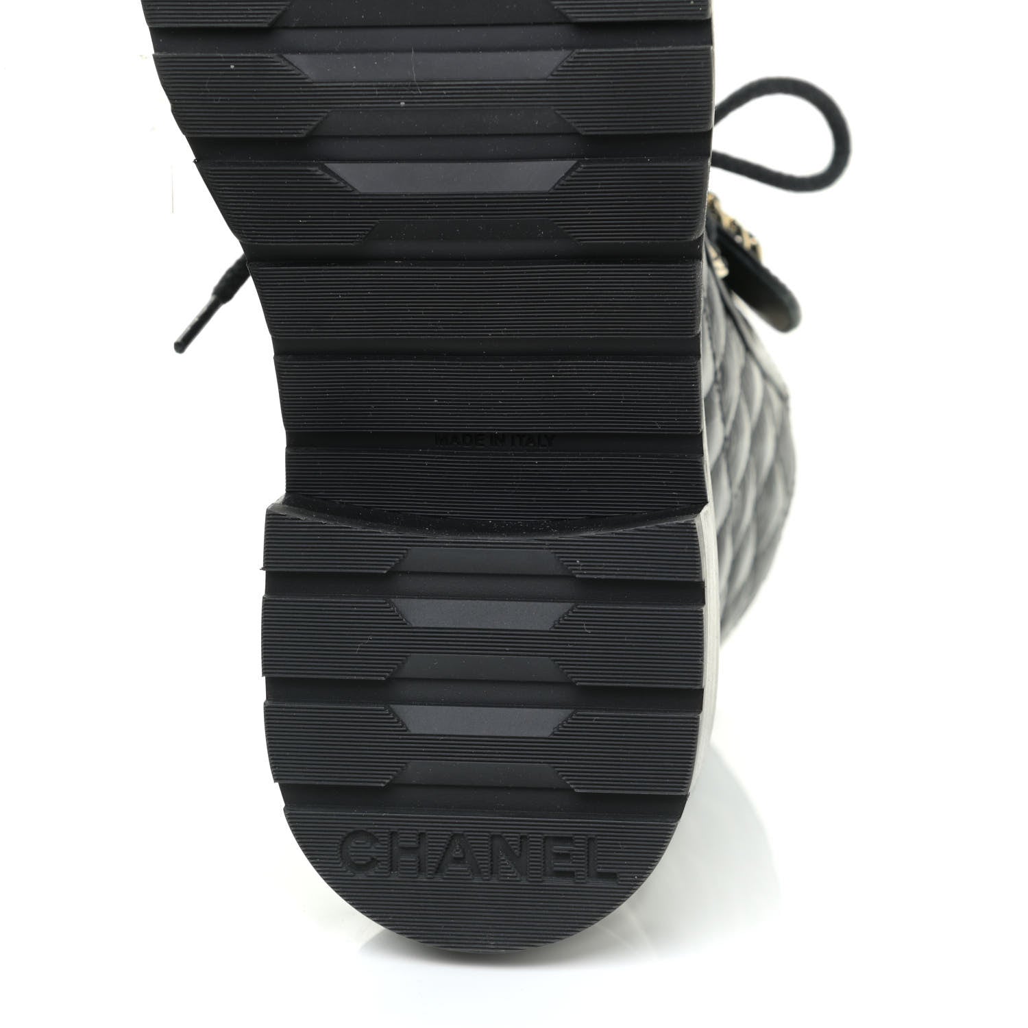 Chanel Shiny Calfskin Quilted Lace Up Combat Boots 37 Black 10 of 12