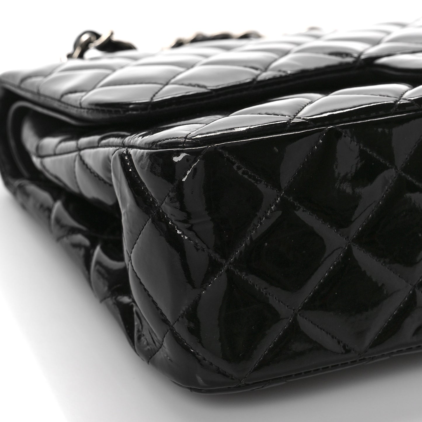 Patent Quilted Jumbo Double Flap Black