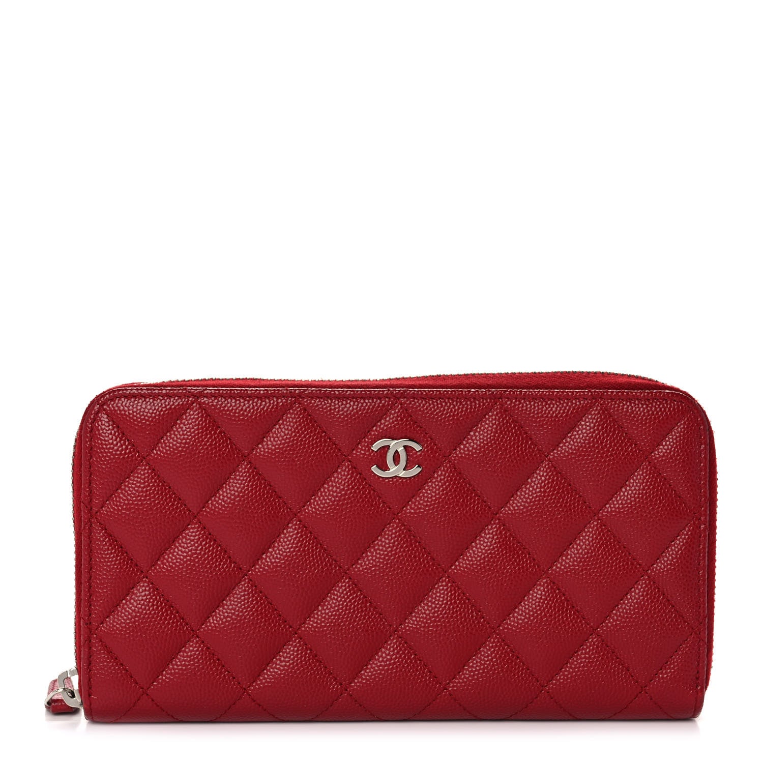 Chanel Caviar Quilted Large Gusset Zip Around Wallet Red 1 of 12
