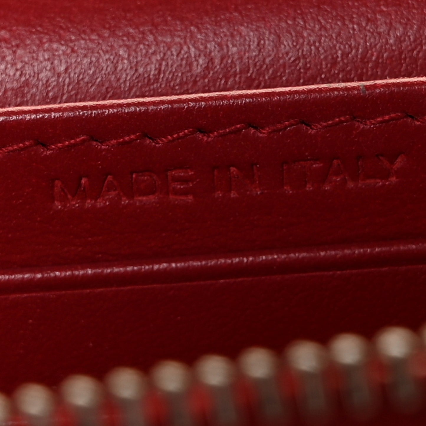 Calfskin Crocodile Embossed Monogram Sunset Chain Wallet New Lipstick Red