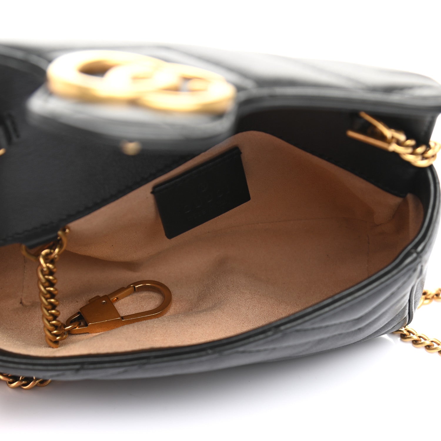 Gucci Calfskin Matelasse Super Mini GG Marmont Shoulder Bag Black 5 of 11