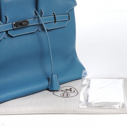 Hermes Taurillon Clemence Birkin 35 Blue Jean 10 of 10