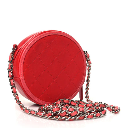 Chanel Calfskin Quilted Bi-Color CC Round Clutch With Chain Pink Red 3 of 11