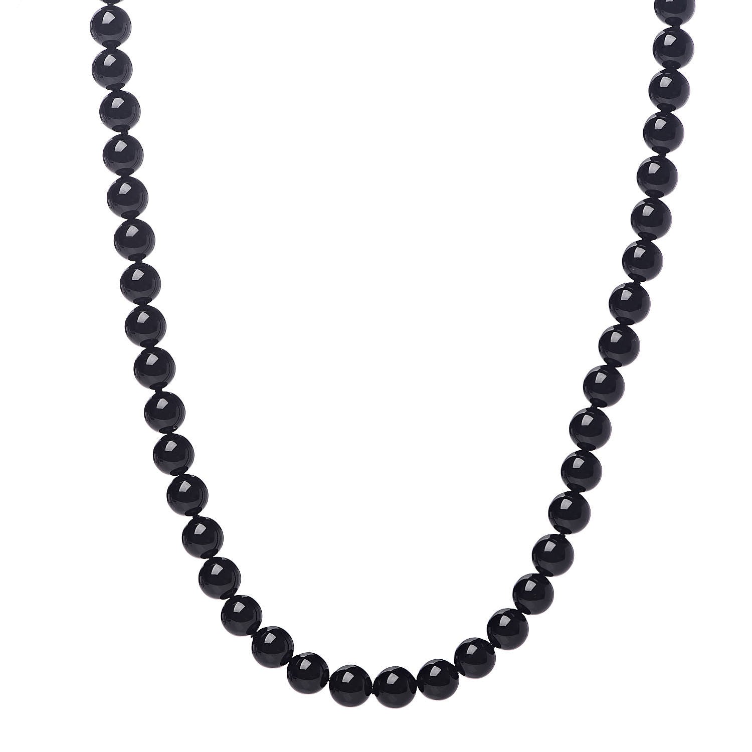 Tiffany Sterling Silver Black Onyx Bead Toggle Necklace 1 of 4