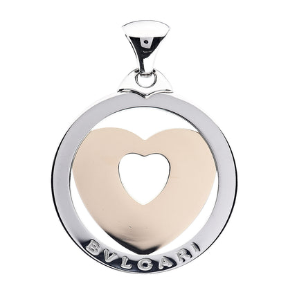 Bulgari Stainless Steel 18K Yellow Gold Large Tondo Heart Pendant 1 of 3