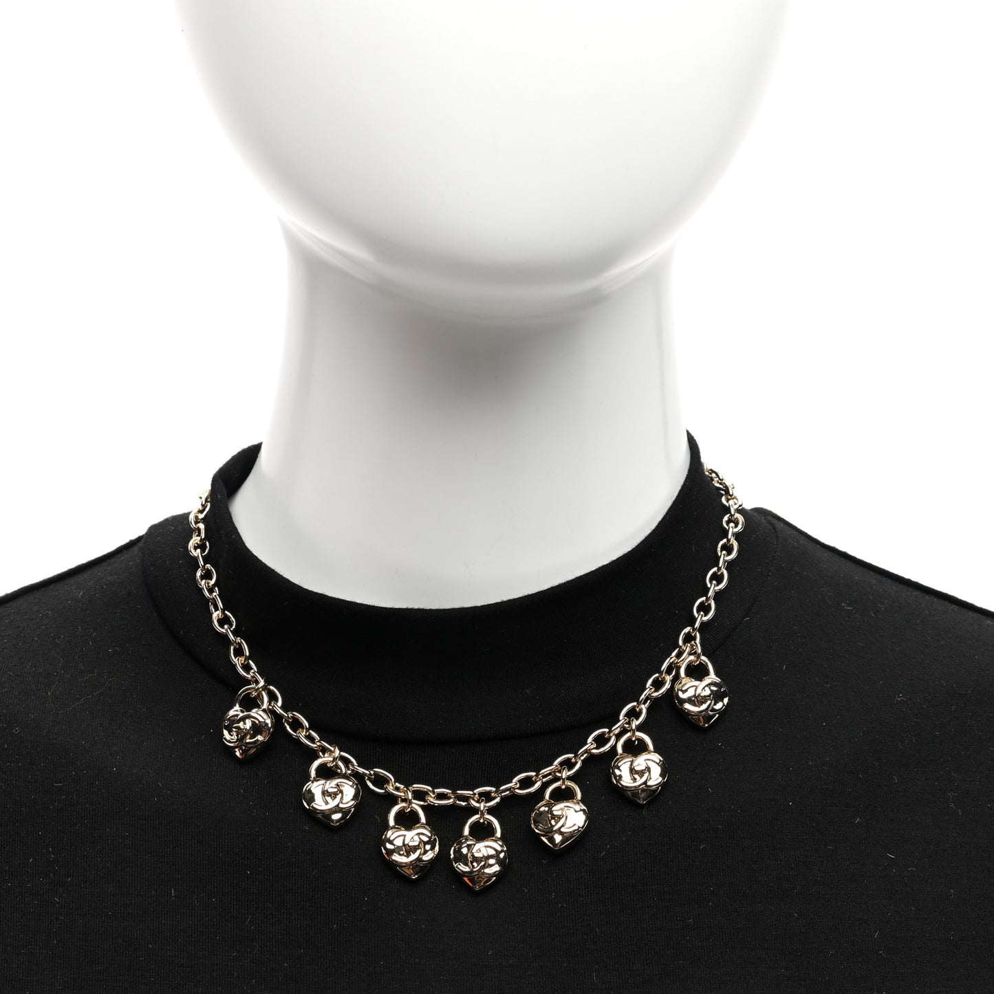 Metal CC Heart Necklace Gold