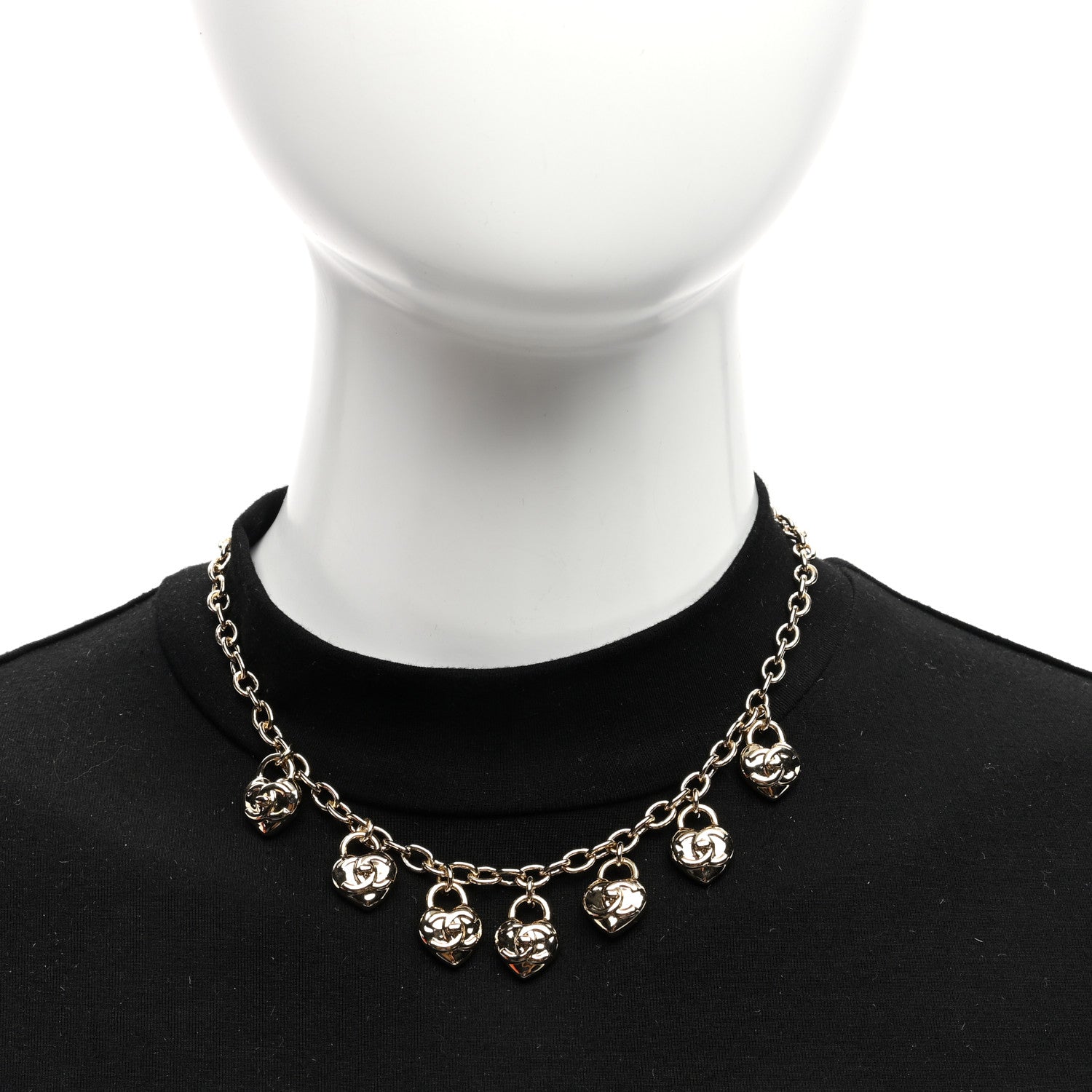 Chanel Metal CC Heart Necklace Gold 2 of 5