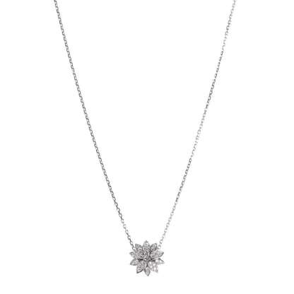 Van Cleef & Arpels 18K White Gold Diamond Small Lotus Pendant Necklace 1 of 8