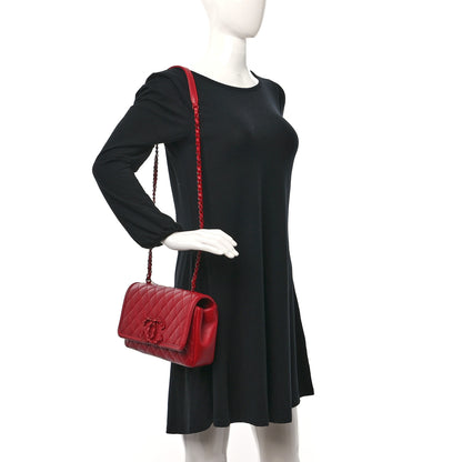 Chanel Calfskin Quilted Medium CC Filigree Flap Red 2 of 11