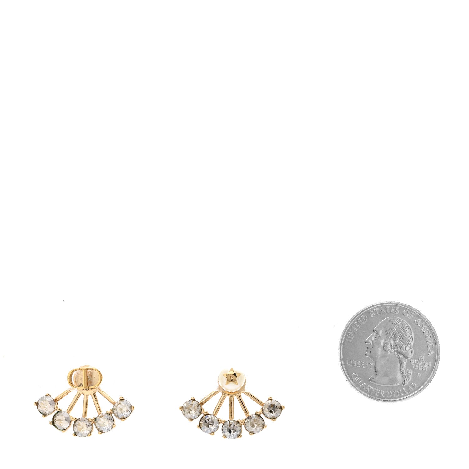 Christian Dior Crystal Pearl Petite CD Earrings Gold 2 of 5