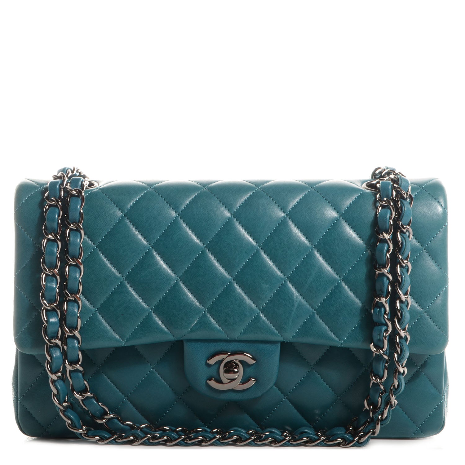 Chanel Lambskin Medium Double Flap Turquoise 1 of 8