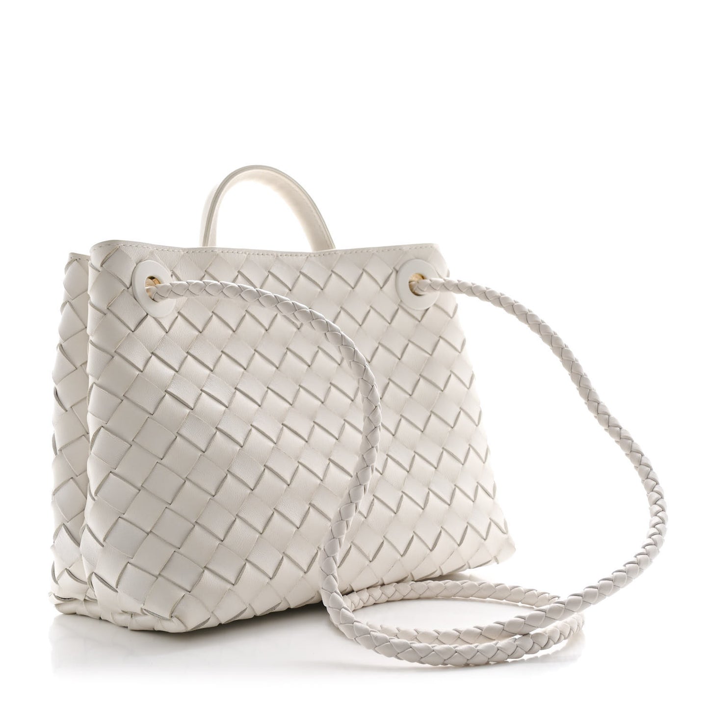Nappa Intrecciato Small Andiamo Shoulder Bag White