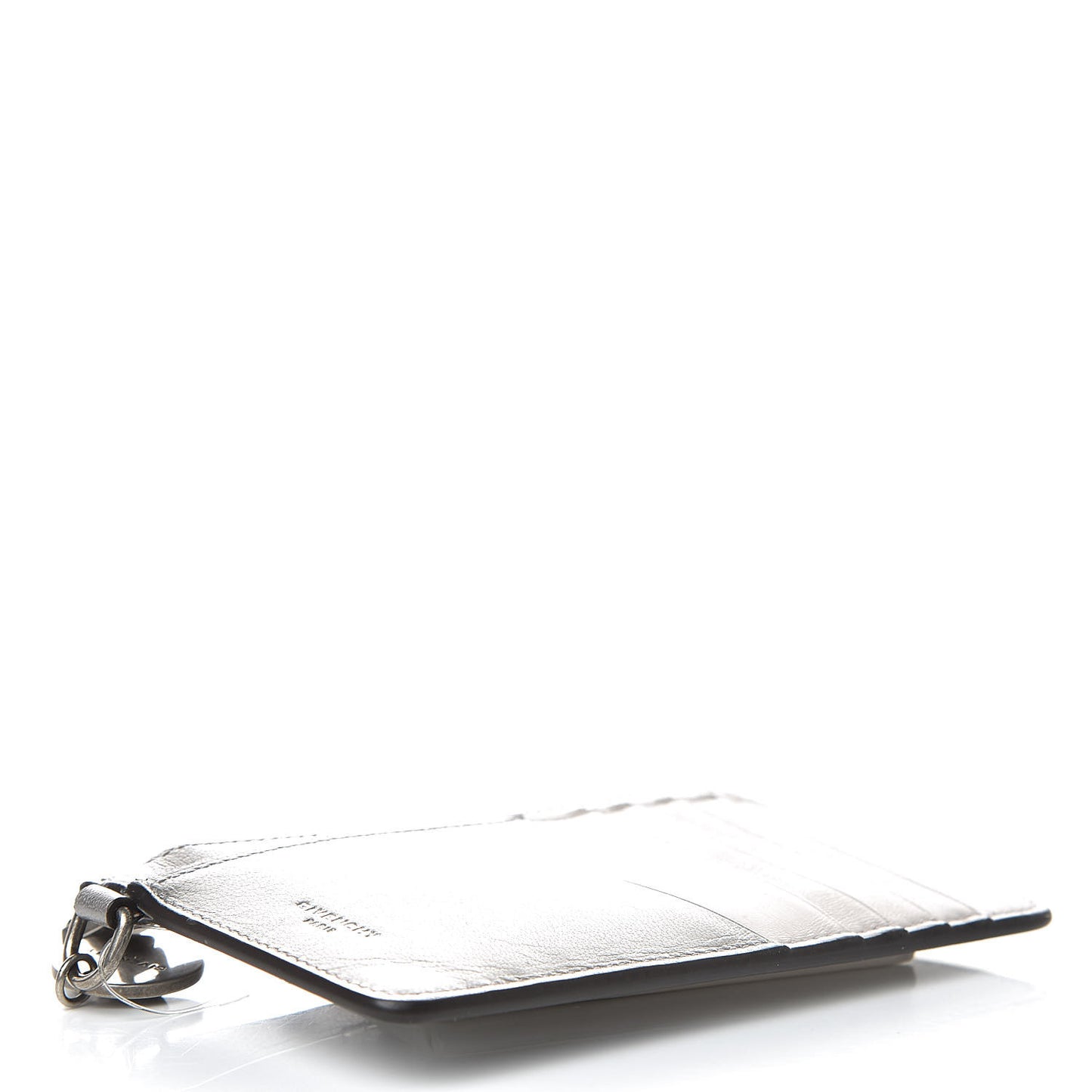Goatskin GV3 Zip Card Holder Silver Natural
