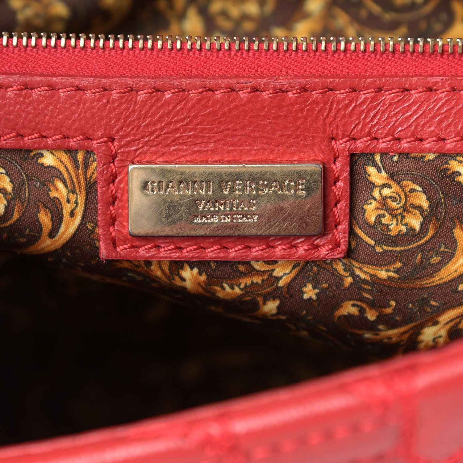 Versace Barocco Quilted Nappa Altea Vanitas Satchel Red 6 of 22