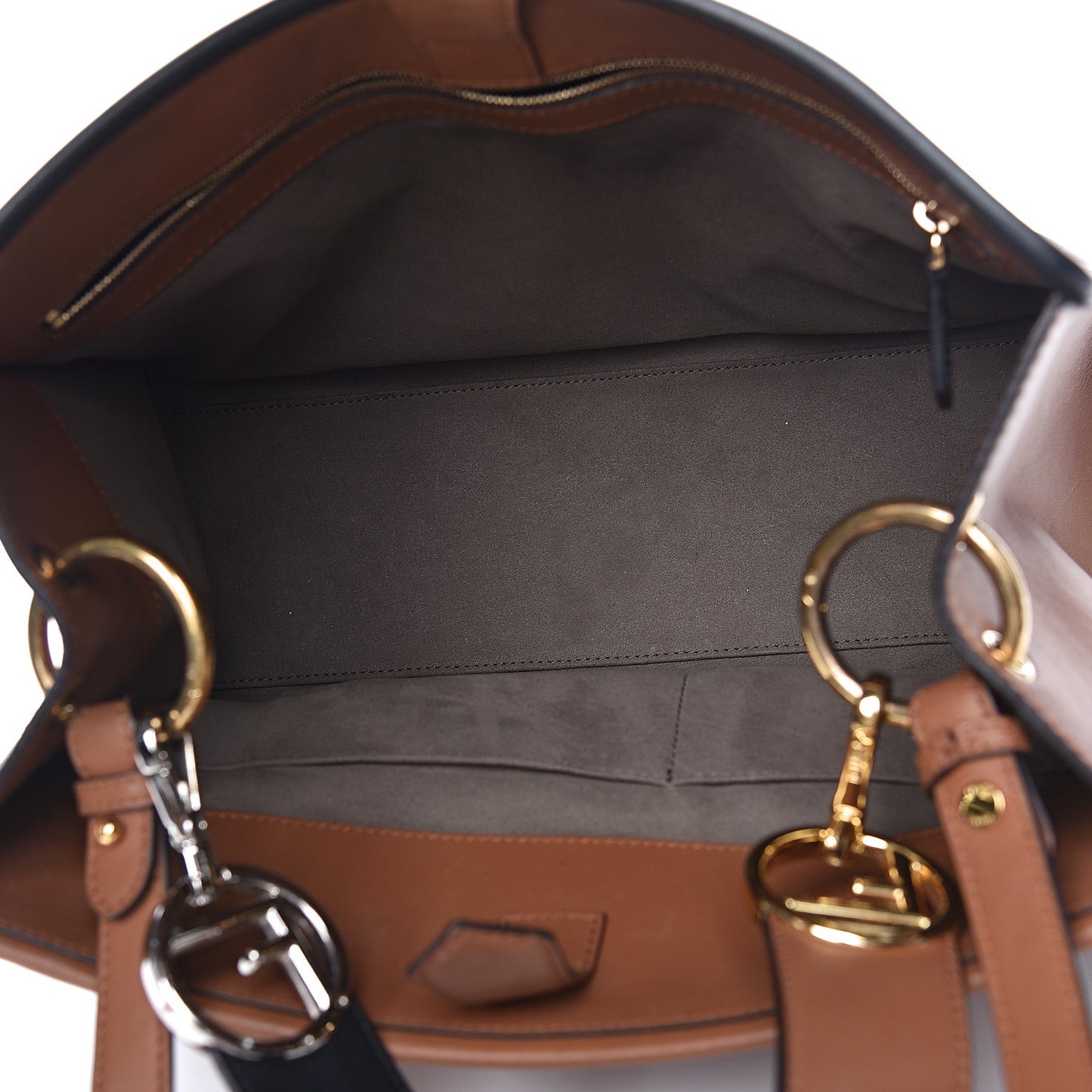 Vitello Century Opaco F is Fendi Bi-Color Regular Runaway Satchel Corteccia Black