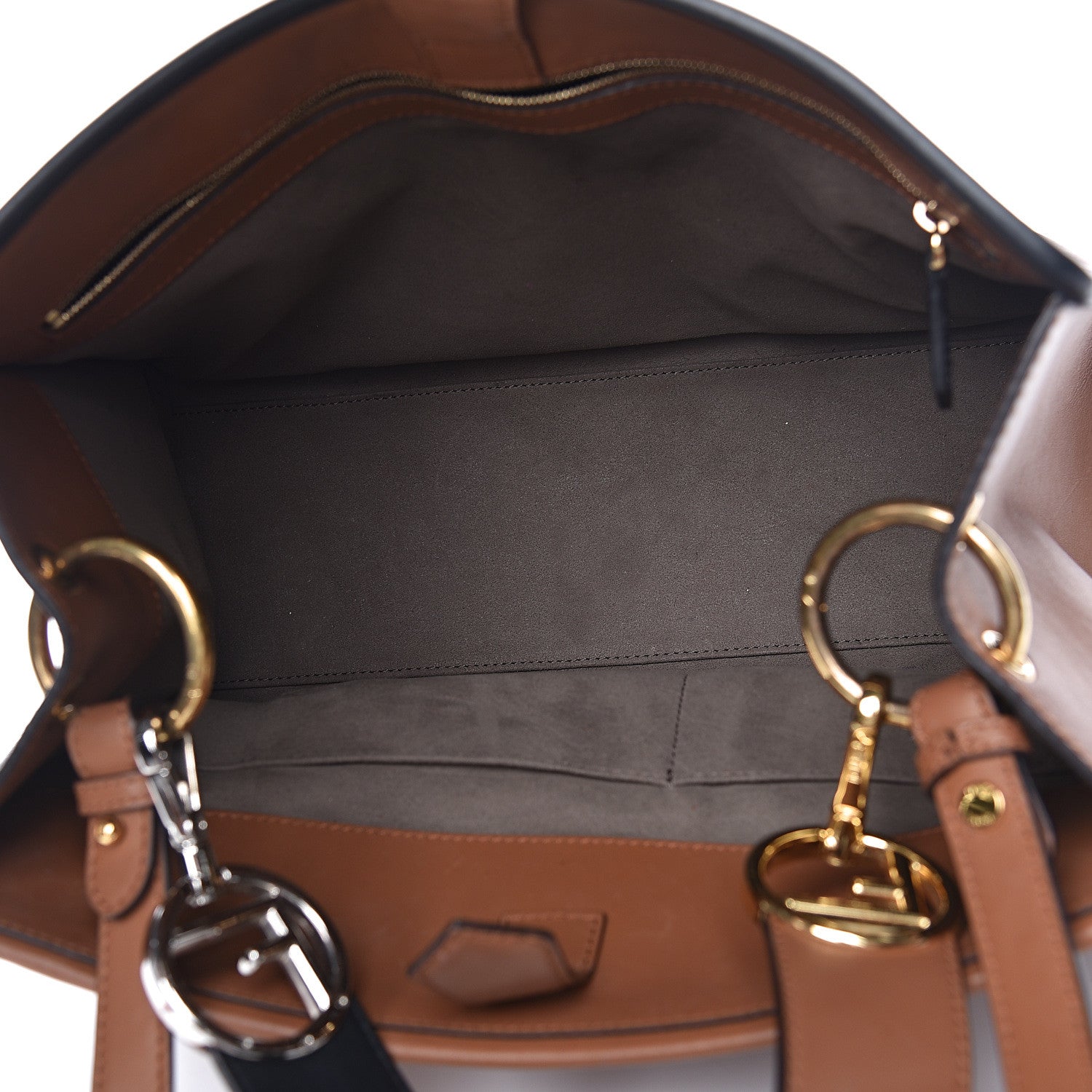 Fendi Vitello Century Opaco F is Fendi Bi-Color Regular Runaway Satchel Corteccia Black 6 of 22