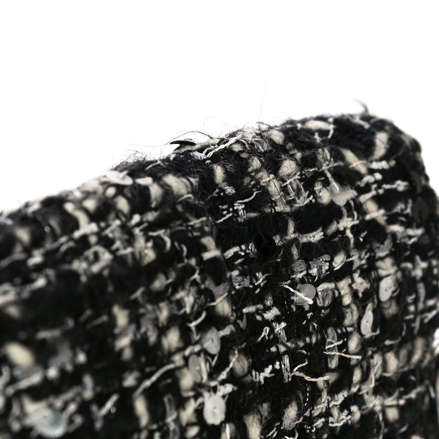 Chanel Sequin Tweed Single Flap Ecru Black 29 of 32