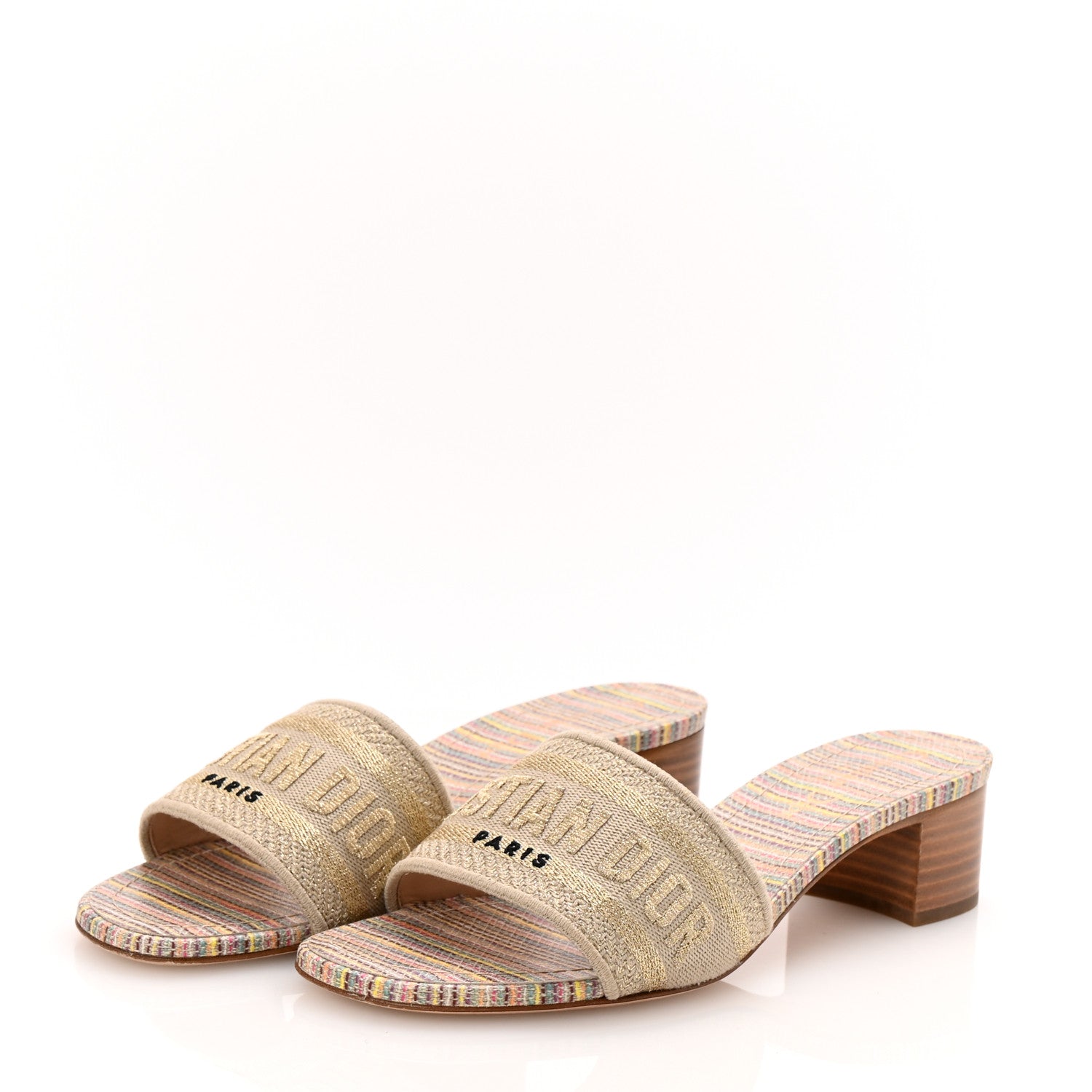Christian Dior Lurex Romance Embroidered Dway 40mm Slide Sandals 36.5 Metal Multicolor 4 of 10