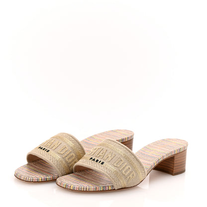Christian Dior Lurex Romance Embroidered Dway 40mm Slide Sandals 36.5 Metal Multicolor 4 of 10
