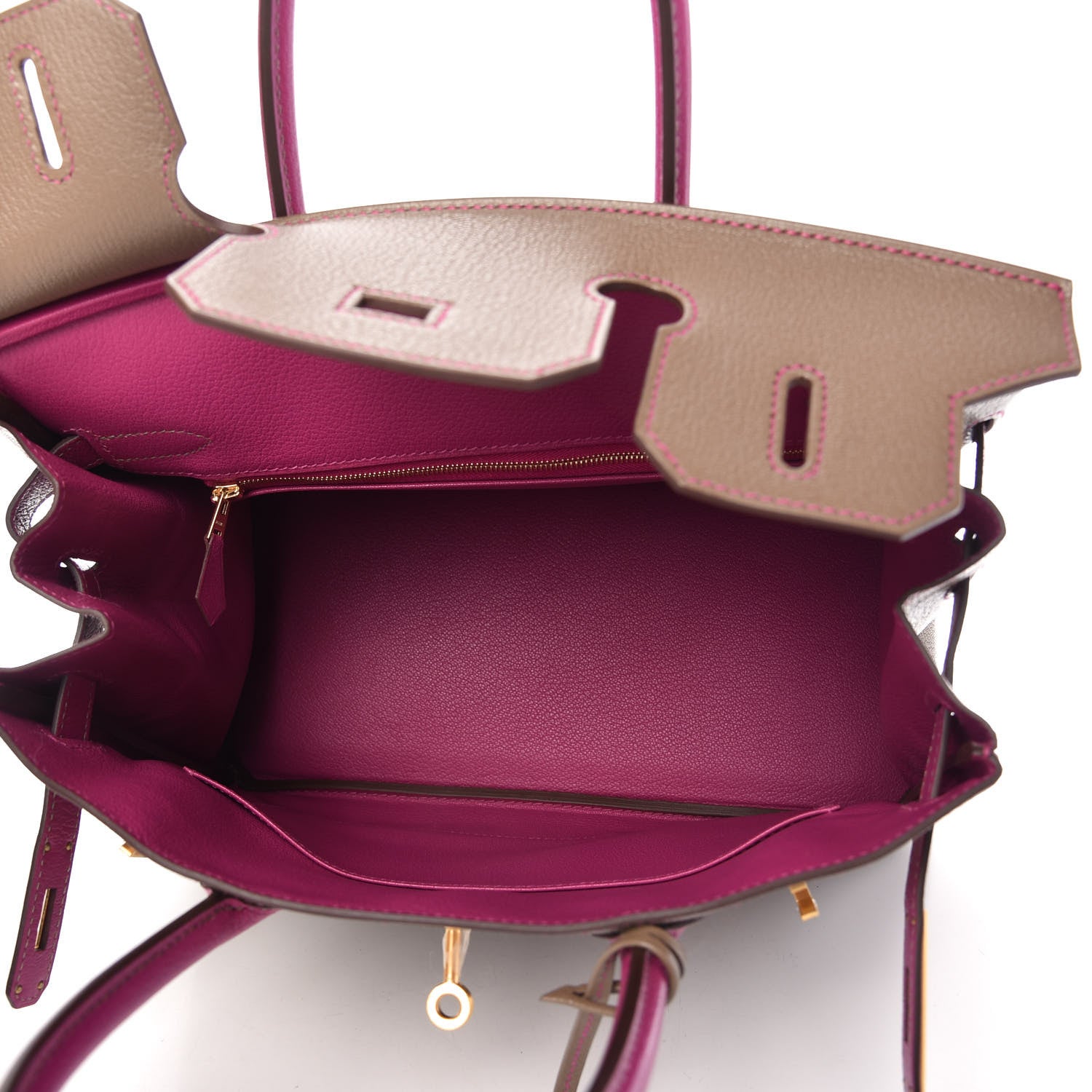 Hermes Chevre Mysore Horseshoe Birkin 30 Etoupe Rose Pourpre 5 of 11