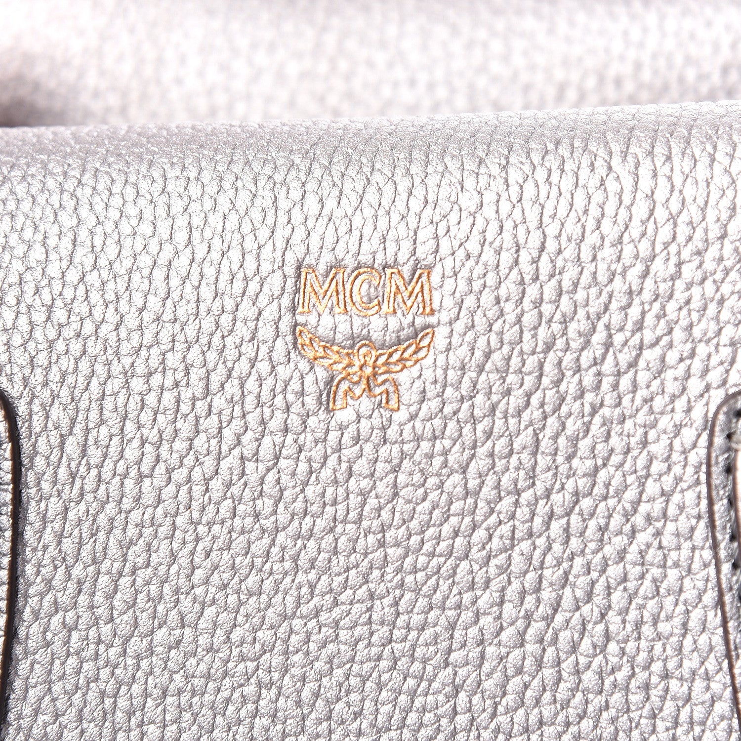 MCM Metallic Grained Calfskin Medium Milla Tote Spike Silver 17 of 17