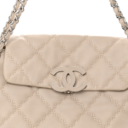 Chanel Calfskin Double Stitch Large Hamptons Flap Bag Beige 8 of 10
