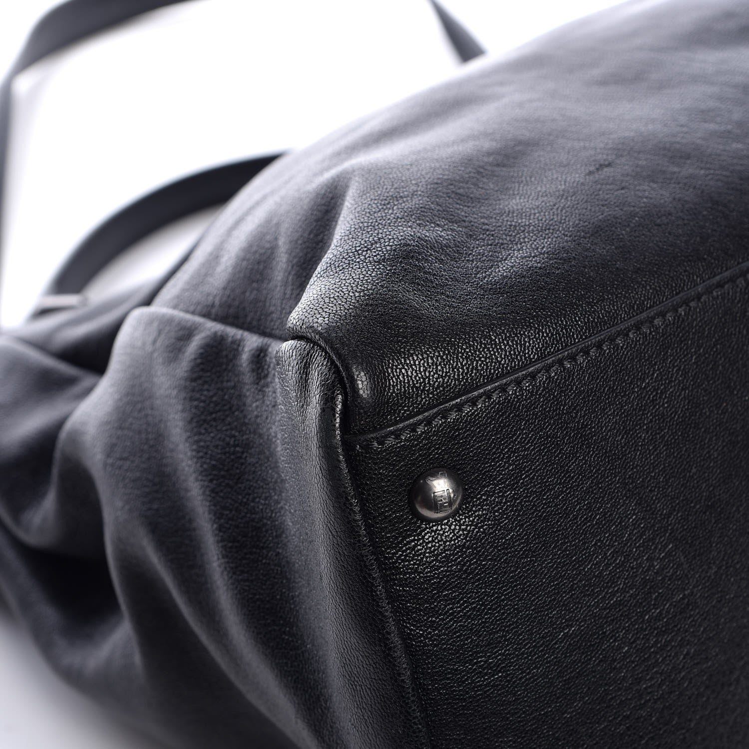Fendi Goatskin Zucca Large Peekaboo Iconic Satchel Black Tobacco 12 of 13