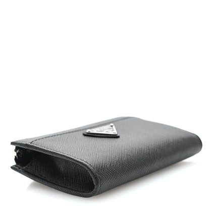 Prada Saffiano Triangle Zip Around Keychain Black 4 of 8