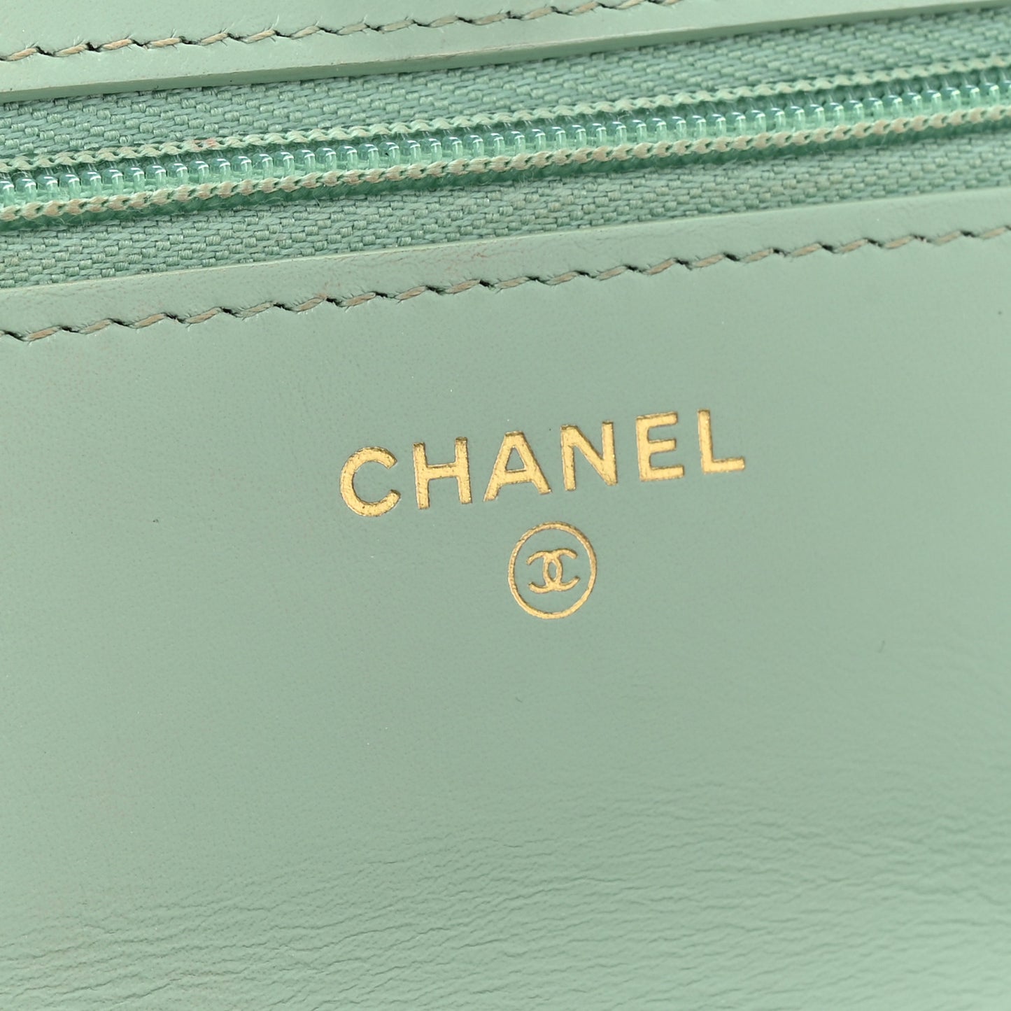 Shiny Calfskin Quilted Metal Top Handle Wallet On Chain WOC Light Green