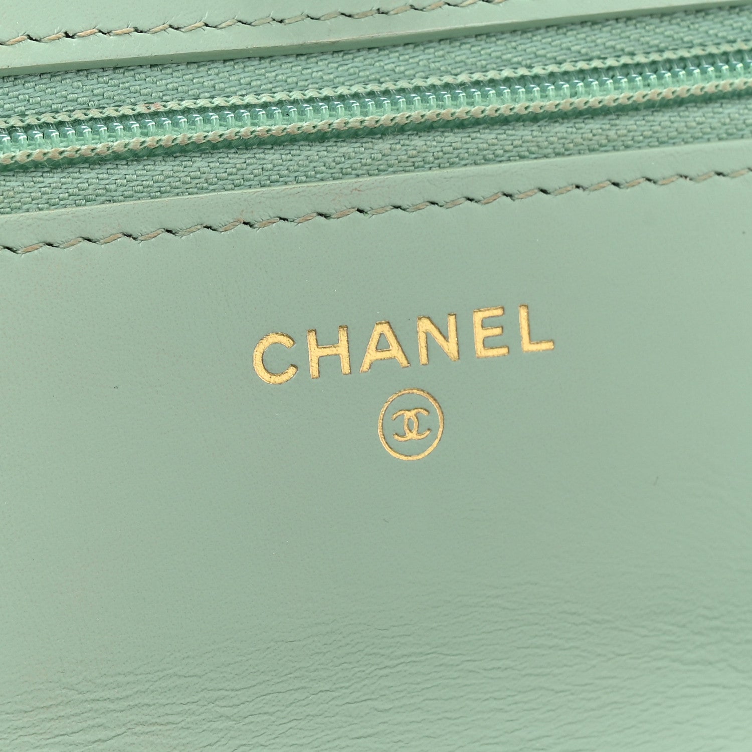Chanel Shiny Calfskin Quilted Metal Top Handle Wallet On Chain WOC Light Green 6 of 15