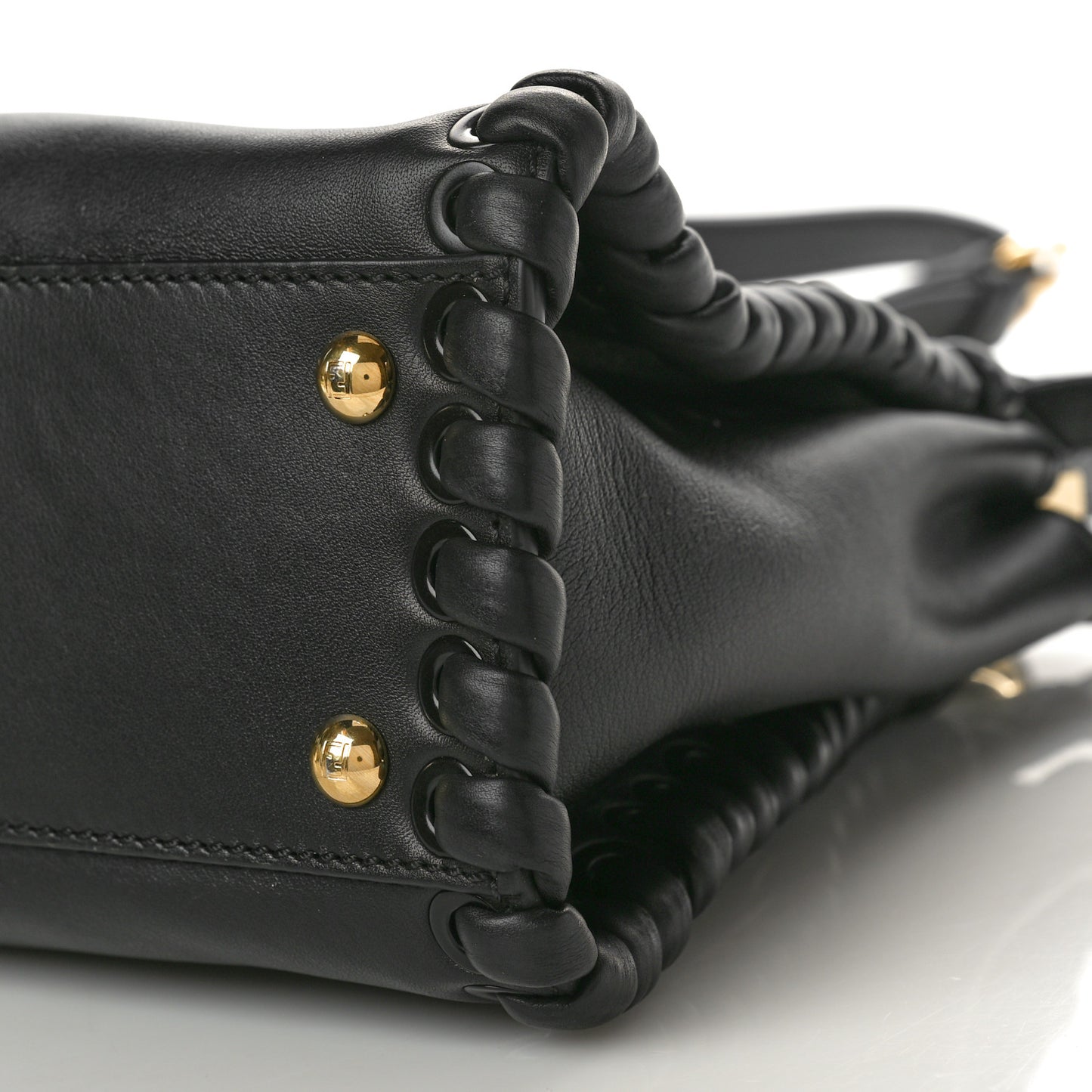 Vitello Seta Lace Up Medium Peekaboo Iconic Satchel Black