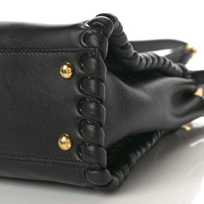 Fendi Vitello Seta Lace Up Medium Peekaboo Iconic Satchel Black 10 of 11