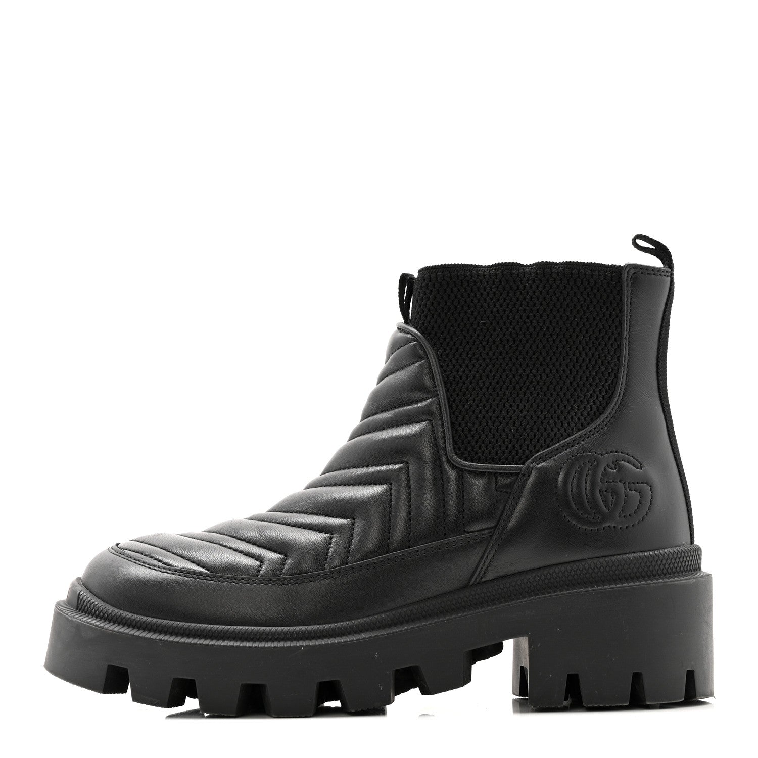 Gucci Calfskin Nappa Matelasse Frances Chelsea Boots 35.5 Black 1 of 28
