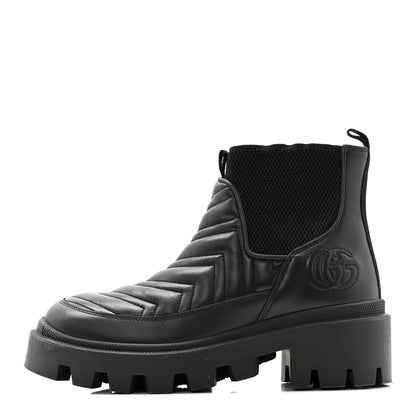 Gucci Calfskin Nappa Matelasse Frances Chelsea Boots 35.5 Black 1 of 28